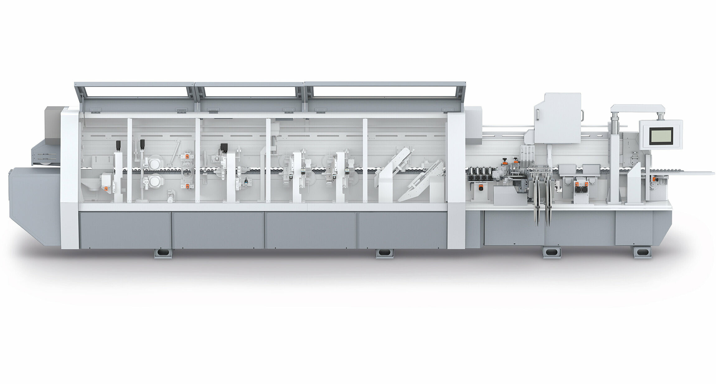 Edge banding machine with positioning systems from SIKO Edge banding machine with positioning systems from SIKO