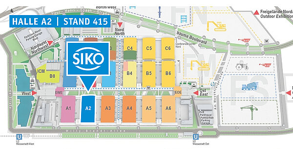 Geländeplan der Messe bauma 2025 in München 